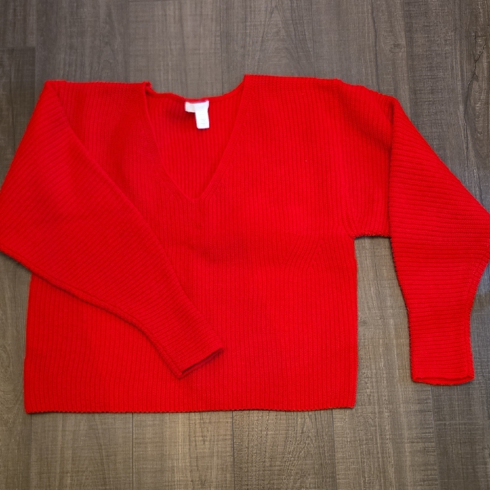 H&M Vivid Red V-Neck Sweater